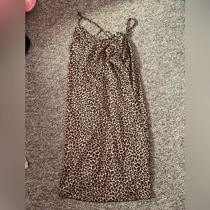 Y2K leopard print maxi satin dress